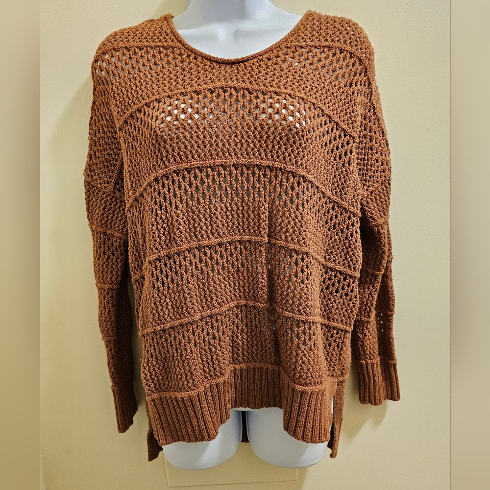 Universal Thread Rust Orange Crotchet Sweater, La… - image 1